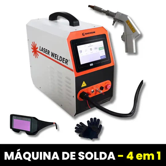 Máquina de Solda e Corte a Laser Portátil Multiprocesso 150A Proteção Térmica 4 em 1 Bivolt