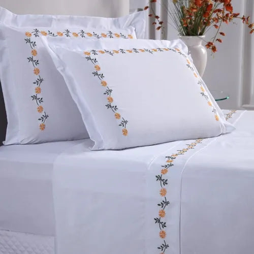 Jogo Lençol Queen 4 Peças 100% Algodão 400 Fios (Cor Palha)