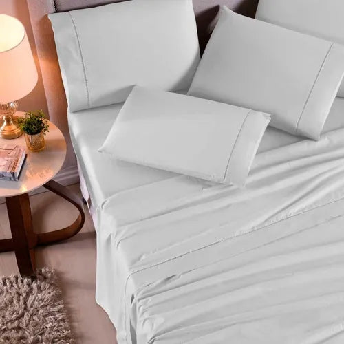 Jogo Lençol Queen 4 Peças 100% Algodão 400 Fios (Cor Palha)