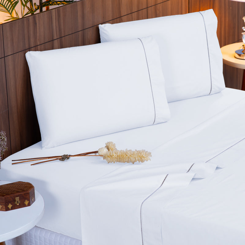 Jogo Lençol Queen 4 Peças 100% Algodão 400 Fios (Cor Palha)